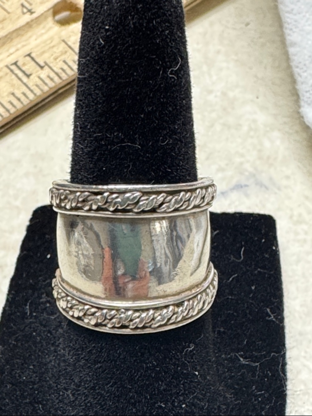 Sterling Silver Wide Rope-Edge Band Ring - Silver 925 size 5.5